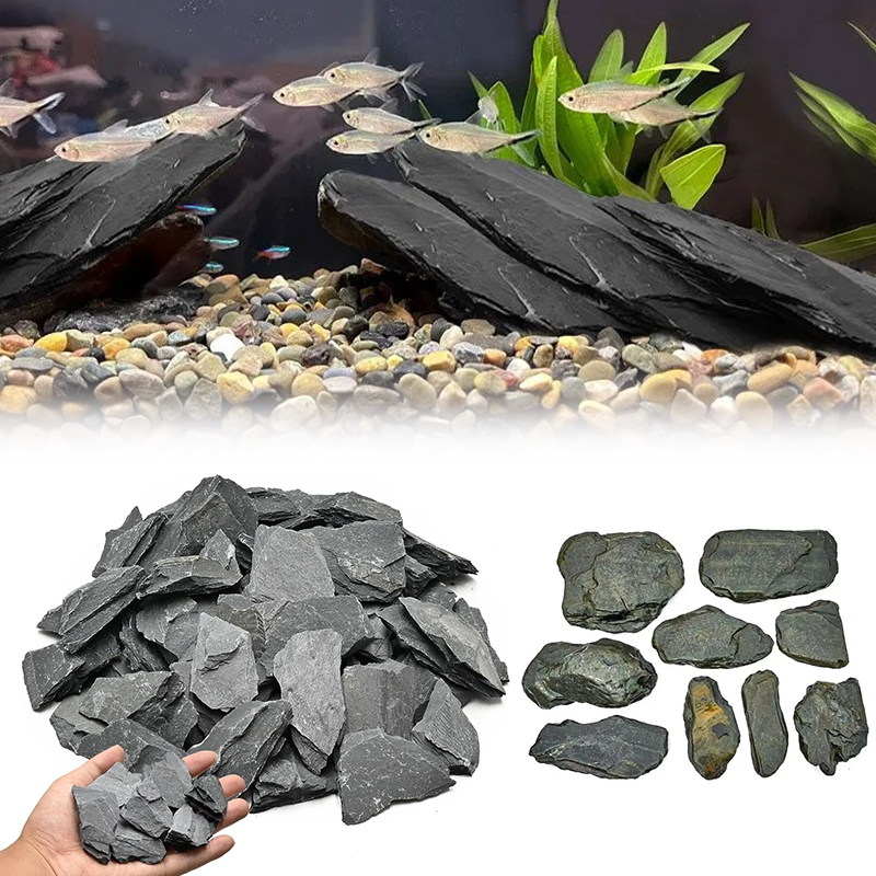 Fish Aquarium Home - 500/1000g Aquarium-Landschaftsstein-Set Schieferfelsen Terrarium-Dekorationen Wasserspiel-Zubehör ZYF