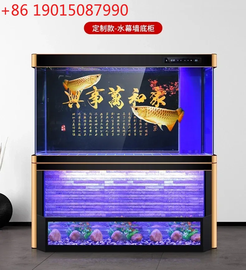 Aquarium Fish Dragon - Drachenfisch-Aquarium aus Aluminiumlegierung mit Fließwasser-Vorhangwand, Wasserfall