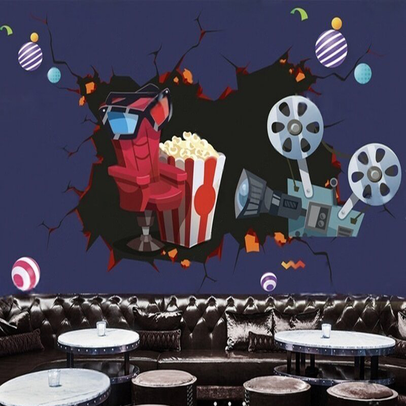 Background Film 3D - Einzigartiges und frisches Kino-Kamera-Film-Poster mit Cola-Popcorn-Motiv,