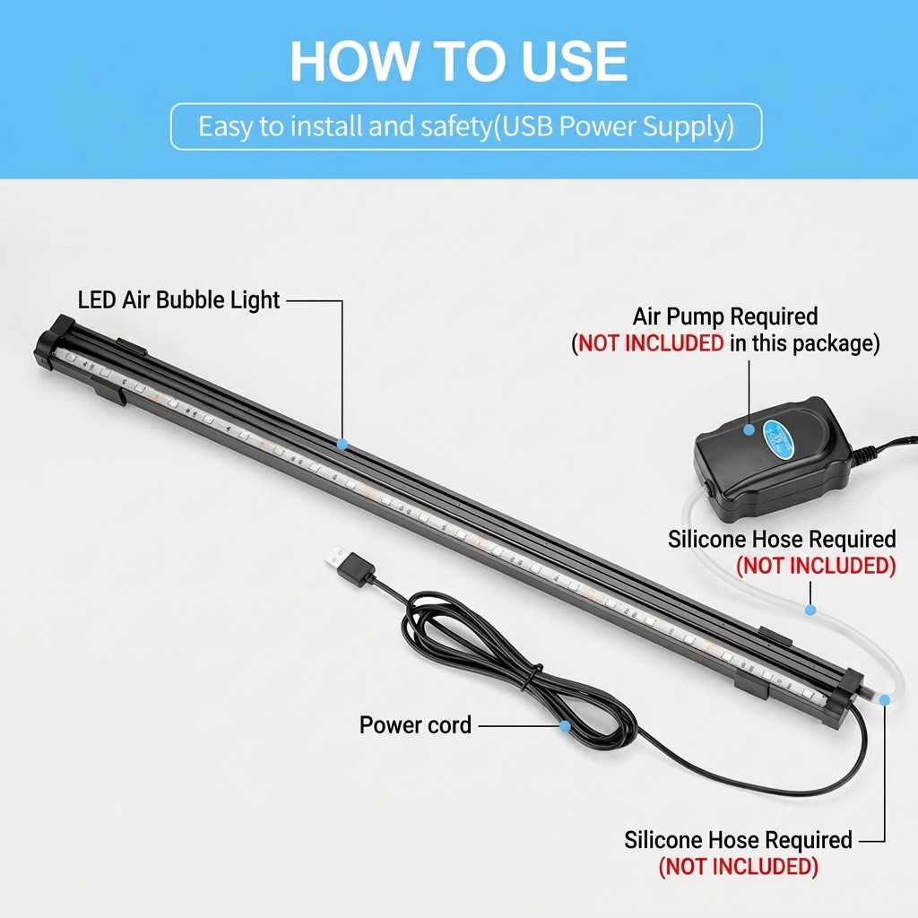 USB LED Aquarium-Luftblasenlic – Aquarium Fish Light Lamp Bewertung und Preis